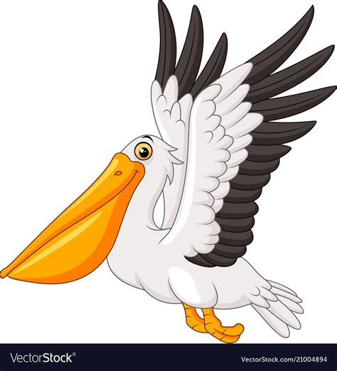 Cartoon Pelican Flying Isolated On White Vector Image On Vectorstock
