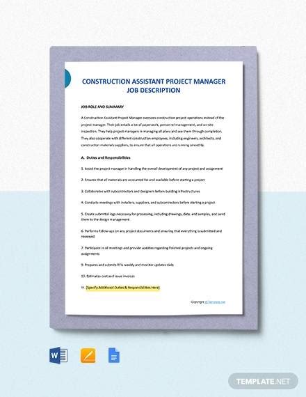 Senior construction project manager job description template. FREE 14+ Construction Job Description Samples in MS Word | PDF