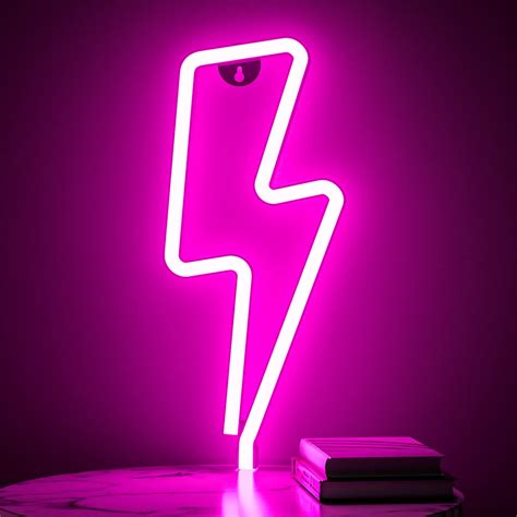Xiyunte Neon Sign Lightning Bolt Neon Light Sign For Wall Decor Usb Or