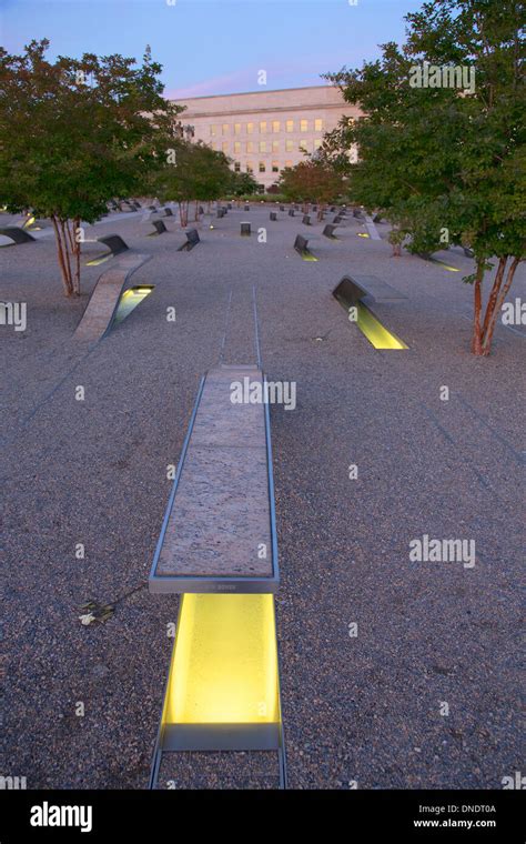 The Pentagon Memorial Features 184 Empty Benches At Sunset A Memorial