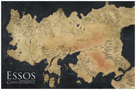 Game Of Thrones Map Of Essos Tv Show Inch Poster 24x36 Ebay