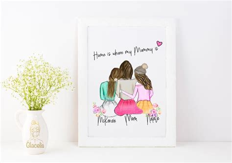 Personalized Daughters And Mom Wall Art Glacelis
