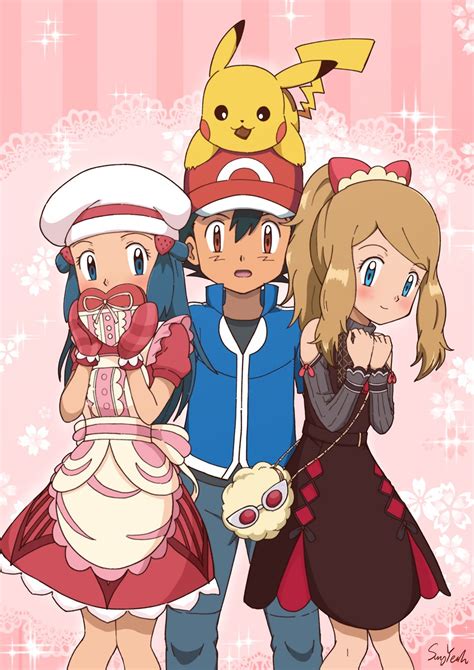 Pikachu Dawn Ash Ketchum Serena Dawn And 1 More Pokemon And 5