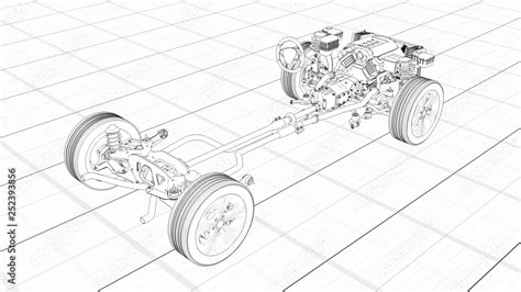 car chassis scheme 3d render stock illustration adobe stock