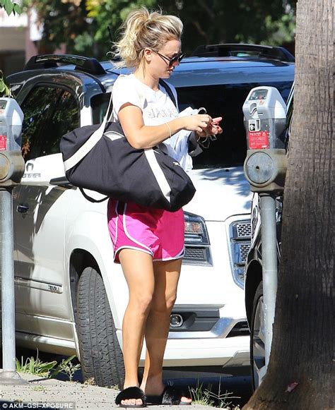 Kaley Cuoco Shows Off Toned Legs In Pink Shorts As She Heads To Yoga