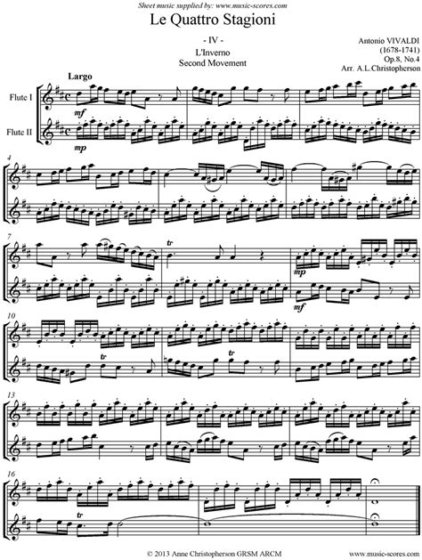 Vivaldi Op8 No4 The Four Seasons Winter 2nd Mt 2 Flutes Classical
