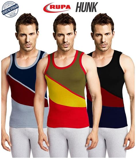 Buy Rupa Pack Of 3 Sleeveless Round Neck Men Gym Vest Assorted Online