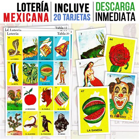 20 Tablas de Loteria Mexicana Imprimible Mexican Loteria Etsy México