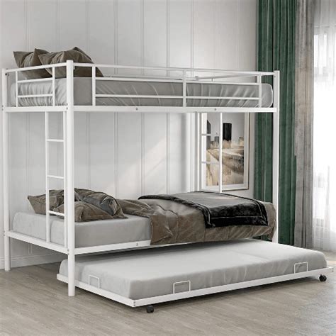 Living room, dining room, bedroom, outdoor & patio, home office Metal Bunk Bed Twin/Twin Bunk Bed w/ Trundle (250 Lbs ...