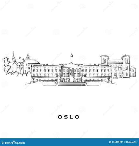 Oslo Norway Famous Architecture Stock Vector Illustration Of Famous