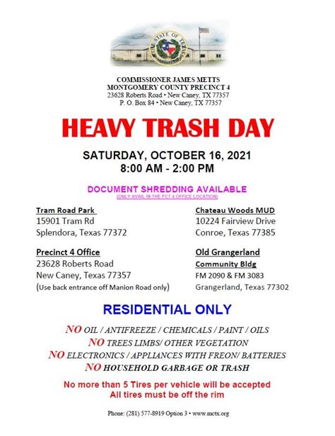 Heavy Trash Day Tomorrow Montgomery County Police Reporter