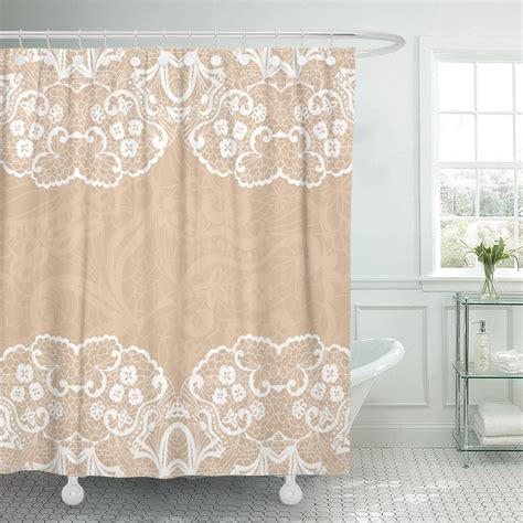 Pknmt Lace Floral Pattern White Vintage Western Royal Polyester Shower