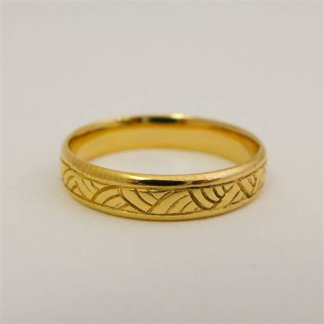 Yellow Gold Wedding Ring 14 Karat Solid Gold Wedding Band For Men And