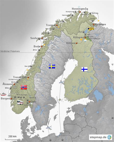 Stepmap Norwegen Finnland Landkarte Für Norwegen