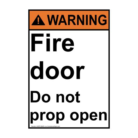 Portrait Ansi Fire Door Do Not Prop Open Sign Adep 28485