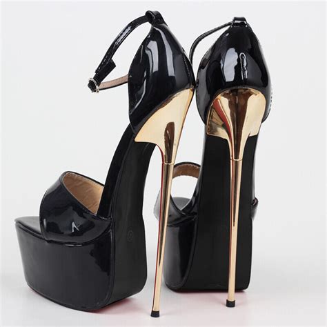 extreme high heel 22cm patent platform sandals metal stiletto uk5 12 eu38 47 ebay