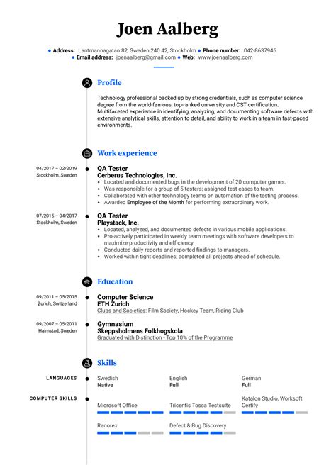 With 15+ years of experience as a quality assurance manager, i believe i am an ideal candidate for this. QA Tester Resume Example | Kickresume