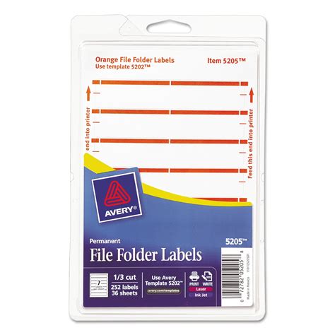 Avery Print Or Write File Folder Labels 11 16 X 3 7 16 White Orange