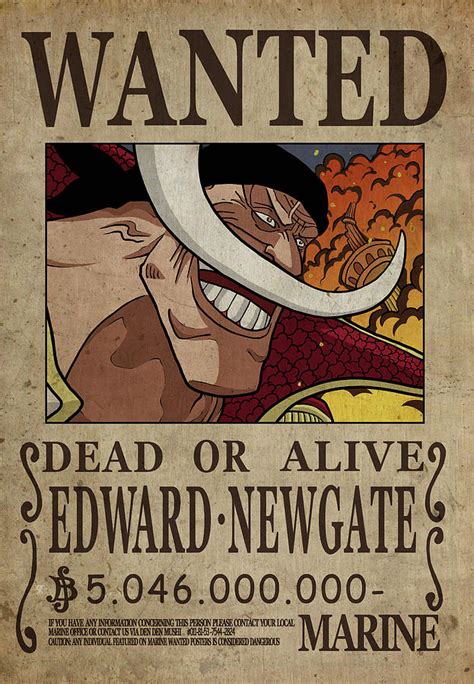 One Piece Wanted Poster Whitebeard Digital Art By Niklas Andersen