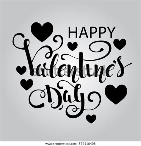 Happy Valentines Day Hand Lettering Typographical Stock Vector Royalty