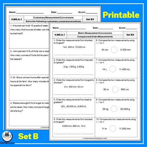 4th Grade Measurement Conversion Worksheets Expertuition