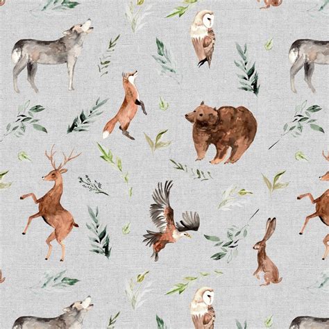 Woodland Nursery Fabric By The Yard Quilting Cotton Organic Etsy