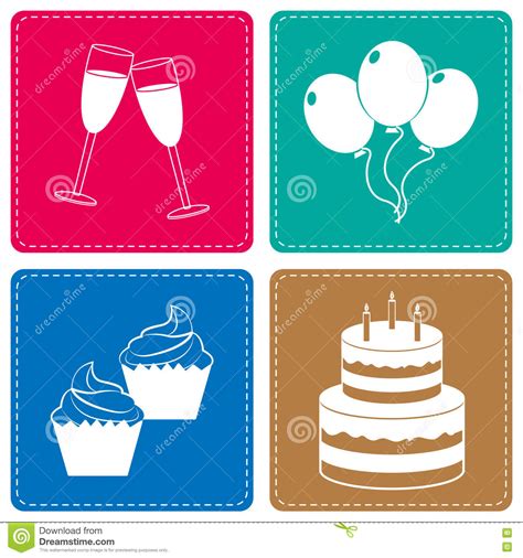 Celebrate Icons Represents Parties Joy And Cheerful Stock Illustration