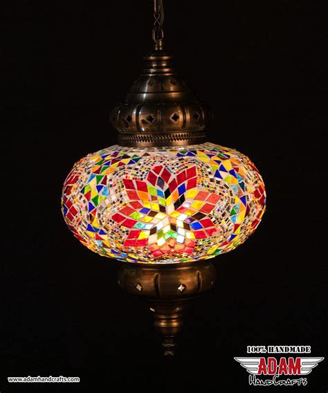 Colourful Single Chain Mosaic Hanging Lamp Multi Color
