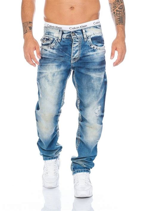 Cipo And Baxx Regular Fit Jeans Herren Jeans Hose Mit Dicken Nähten Und Außergewöhnlichem Design