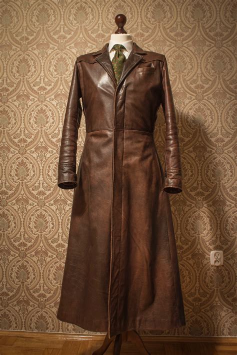 Long Leather Trench Coat Duster Steampunk Victorian Fantasy Etsy