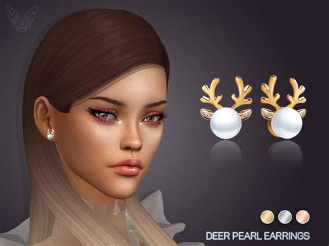 Pearl Deer Earrings By Feyona At Tsr Sims 4 Updates