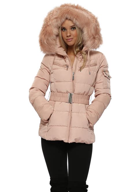 Pink Quilted Faux Fur Puffer