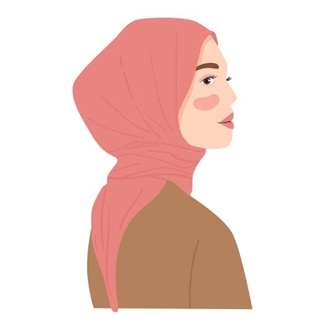 Premium Vector Woman Wear Hijab From Side View Cartoon Character