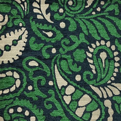 Sydney Modern Paisley Pattern Chenille Upholstery Fabric By The Yard