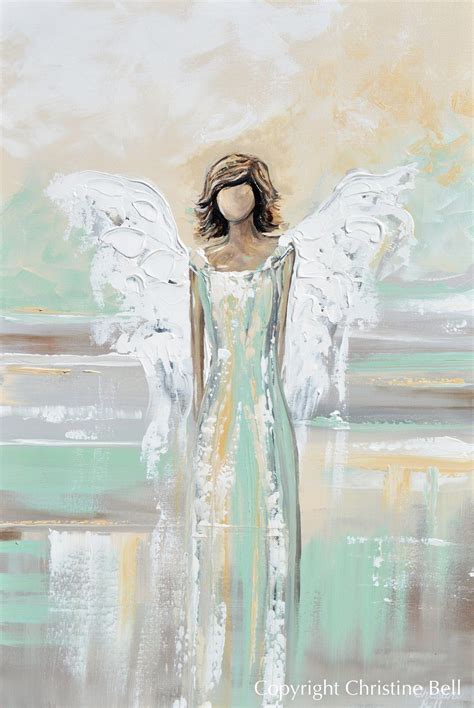 Original Angel Painting Guardian Angels Home Decor Spiritual Wall Art
