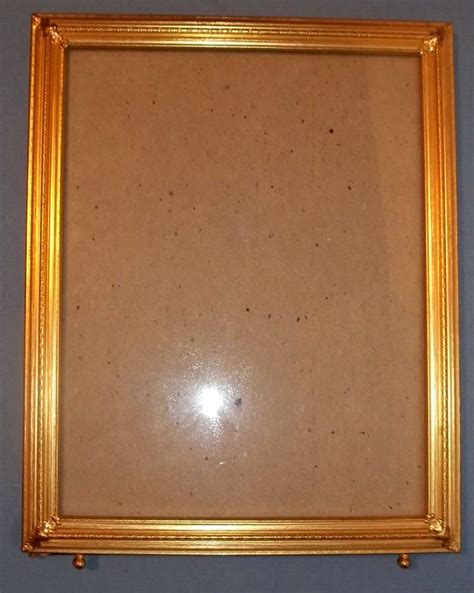 Vintage Picture Frame Classic Style Brass Rectangle Wglass Footed