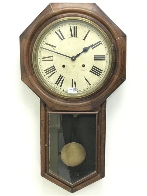 Late 19th Century Ansonia American Drop Dial Wall Clock With Glazed Door Twin Train Movement