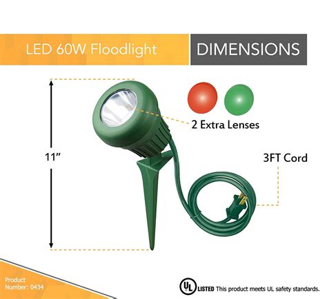 Yard Master 0434 Led 60w 200 Lumen Stake Light 5 Leds Green With 2