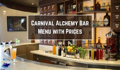 Carnival Alchemy Bar Menu 2024 With Prices