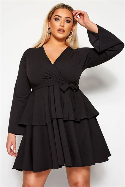 limited collection black double layered frill skater dress yours clothing