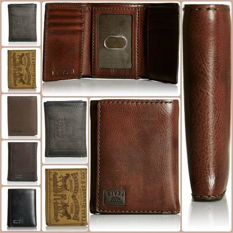 Trifold Leather Wallet Men Levis Slim Sleek Rfid