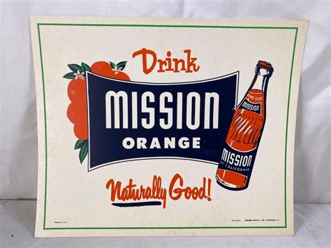 Lot Vintage Drink Mission Orange Advertising Sign Cardboard