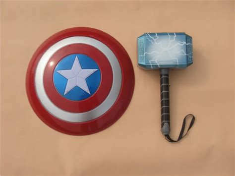 12 Light Emitting And Sound Thors Hammer Toy Captain America Shield