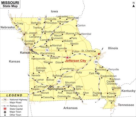 Missouri Map Map Of Missouri State Usa Mo Map