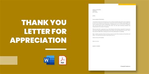 Thank You Letter For Appreciation 19 Free Word Excel Pdf Format