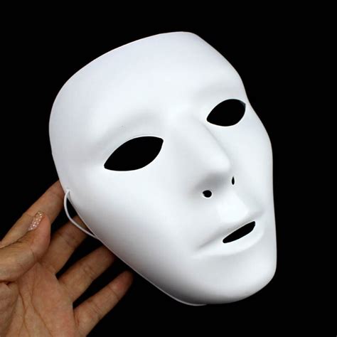 Free Shipping Hot Women Whole Face Ghost Step Dance White Plastic Masks Plain Hip Hop Mask