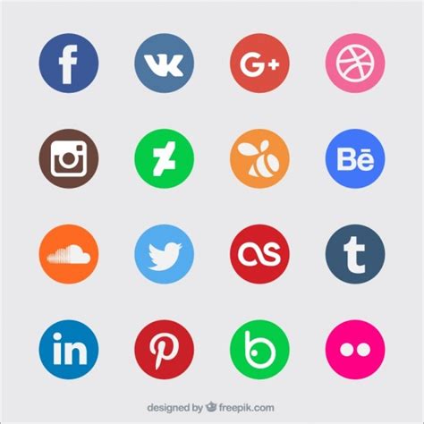 Colored Social Media Icons Free Vector
