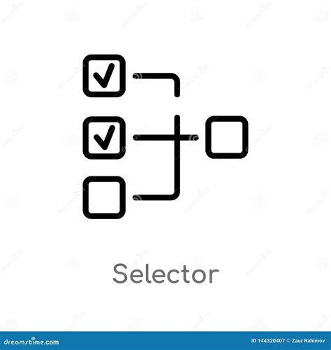 Outline Selector Vector Icon Isolated Black Simple Line Element