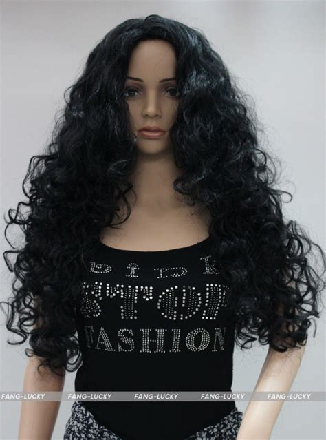 Hot Heat Resistant Party Hair Excellent Black Long Curly Women Ladies Daily Fluffy Wig