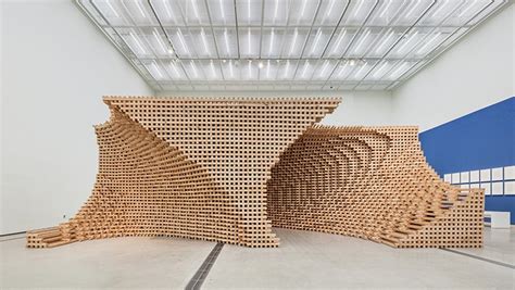 Vortex i, contemporary wood sculpture by james crisp. HG-architecture morphs wooden modules into pixelated ...